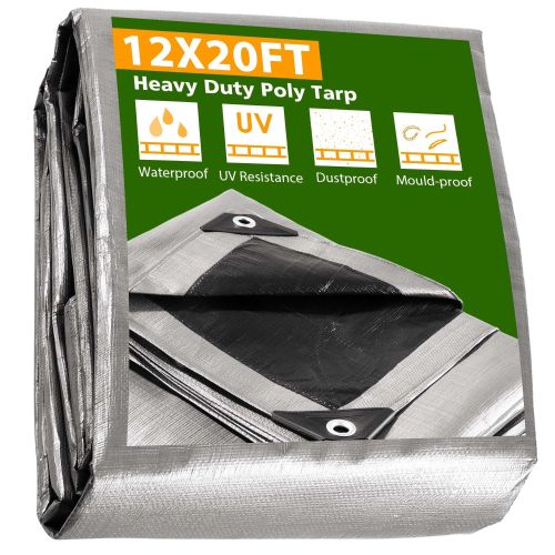 12x20ft Heavy Duty Poly Tarp/ Silver+Black 12x20ft Heavy Duty Poly Tarp/ Silver+Black